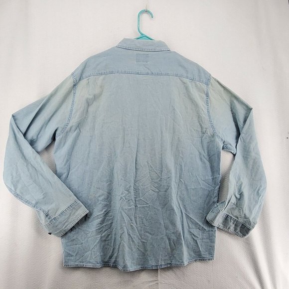 Wrangler Shirt Men's Long Sleeve Button Up Collared Denim Blue Extra Large - Picture 9 of 12